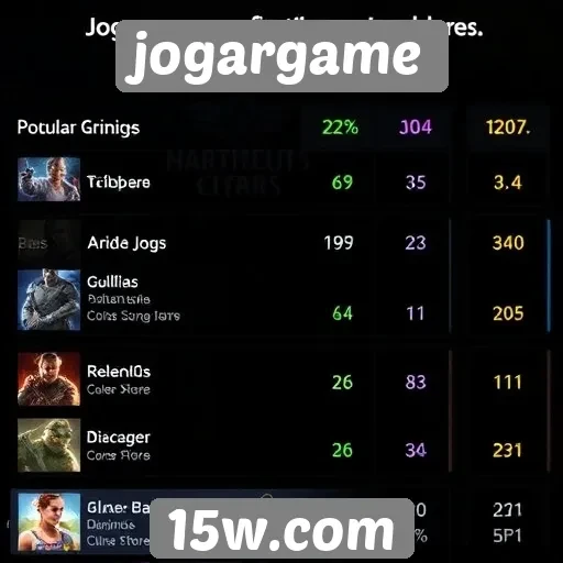 Avaliação dos jogos mais populares no site jogargame